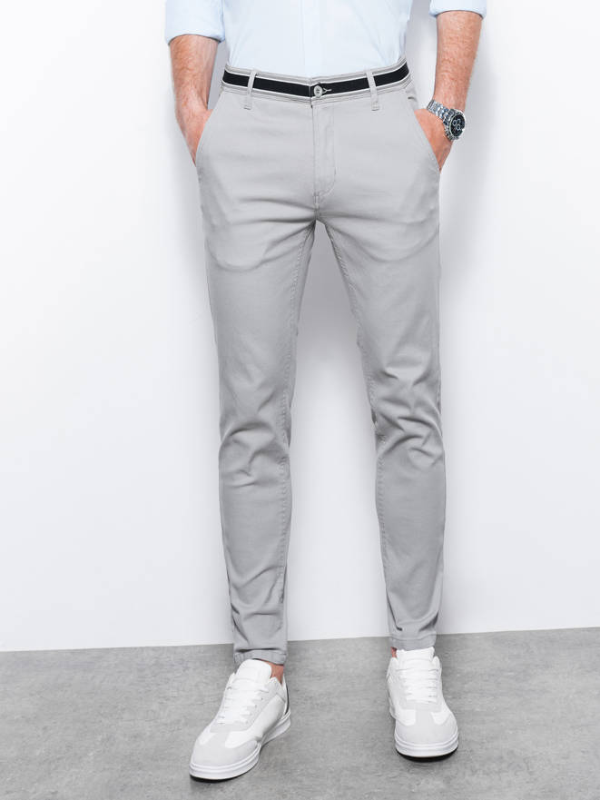 Pánské chino kalhoty P156 - světle šedá