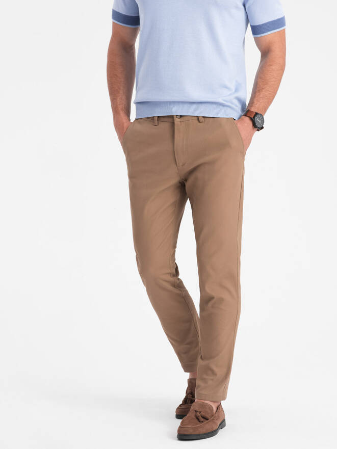 Pánské chino kalhoty SLIM FIT - světle hnědé V2 OM-PACP-0186