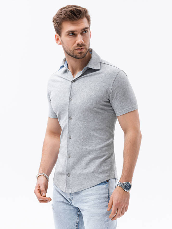 Pánské tričko s krátkým rukávem - šedé V5 K541