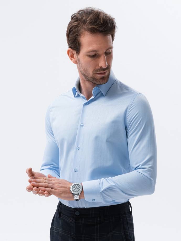 Pánská košile s dlouhým rukávem - blankytně modrá K593