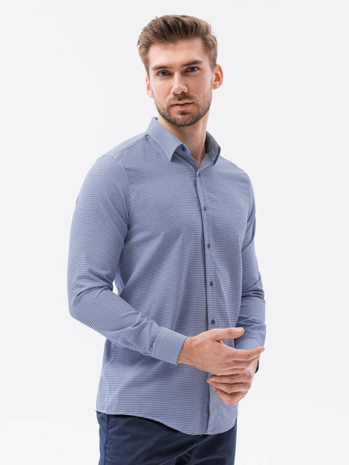 Pánská košile s dlouhým rukávem - námořnická modrá K623