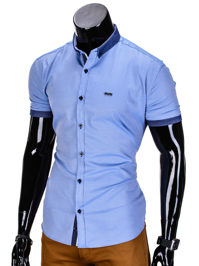 Pánská košile s krátkým rukávem K342 - nebesky modrá