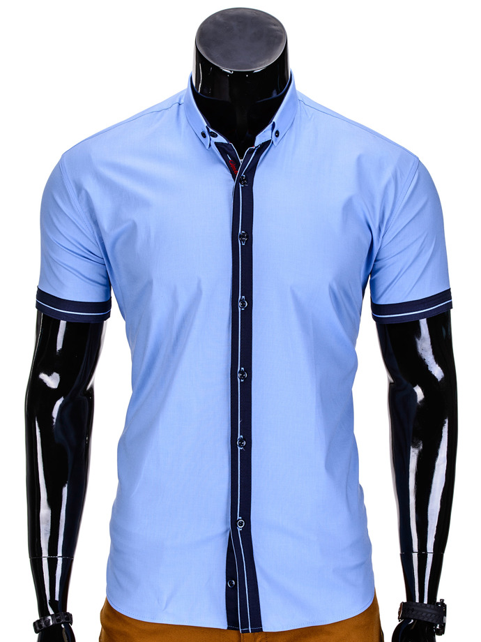 Pánská košile s krátkým rukávem - blankytně modrá K340