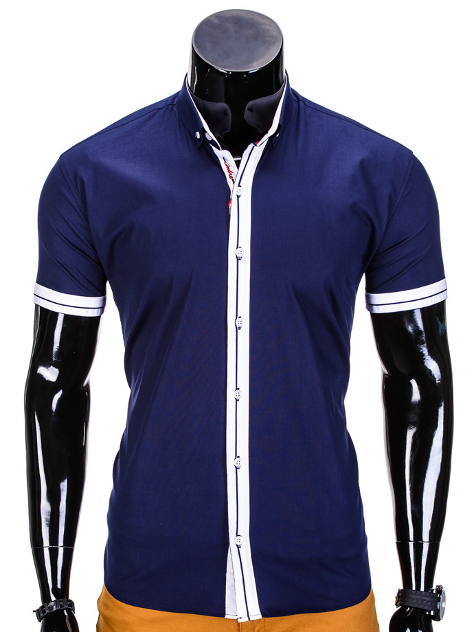 Pánská košile s krátkým rukávem - námořnická modrá K340