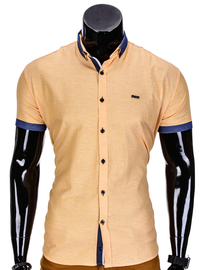 Pánská košile s krátkým rukávem - žlutá K342