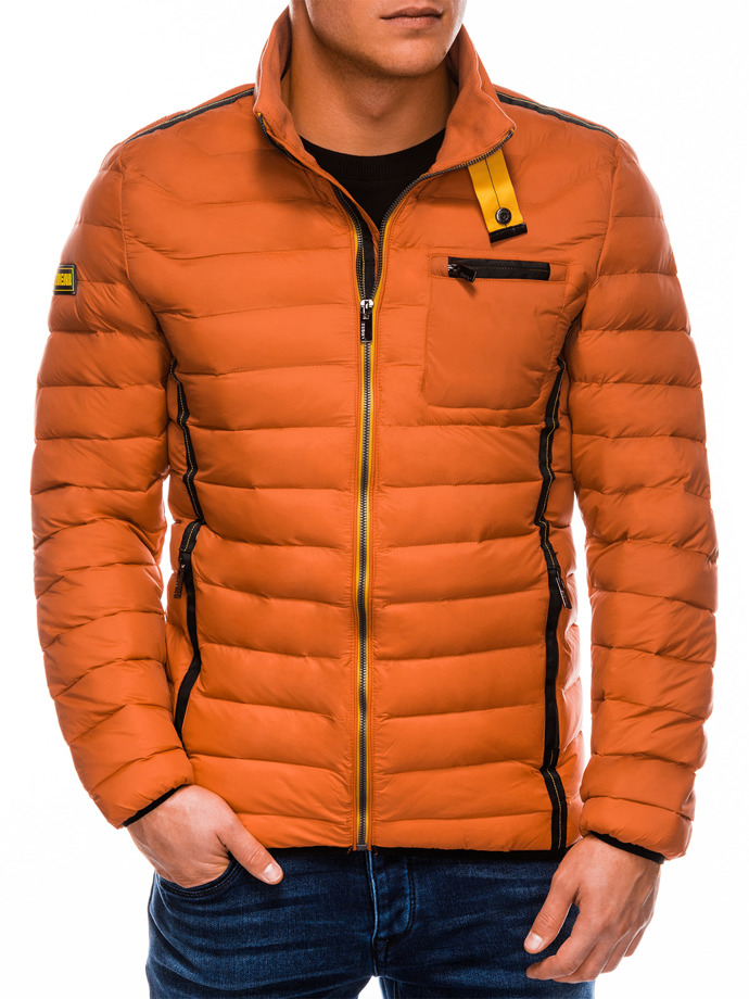 Pánská prošívaná podzimní bunda 292C - oranžová