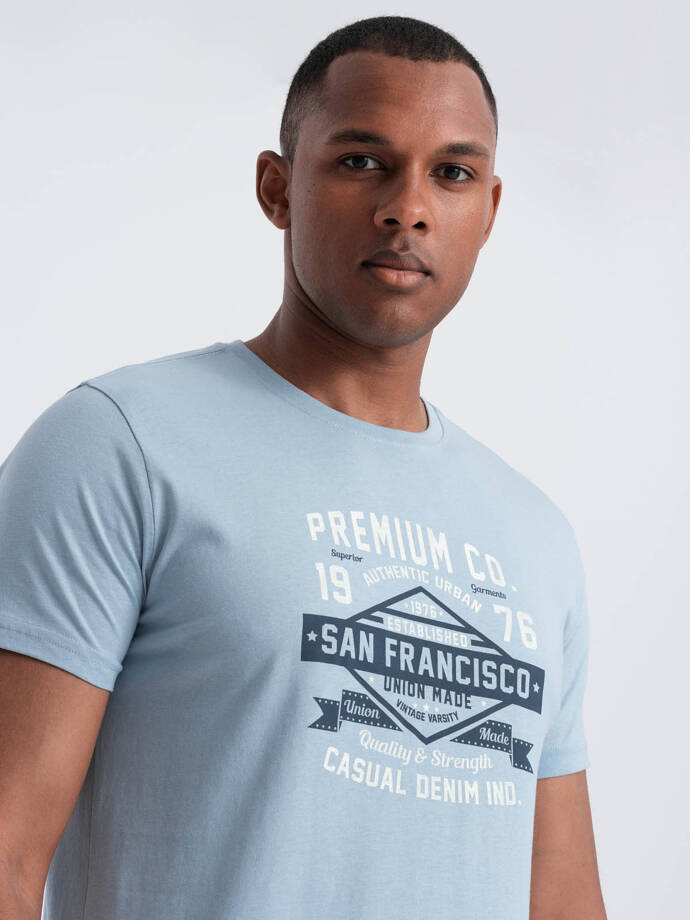 Pánské bavlněné tričko s potiskem San Francisco - modré V1 OM-TSPT-0120