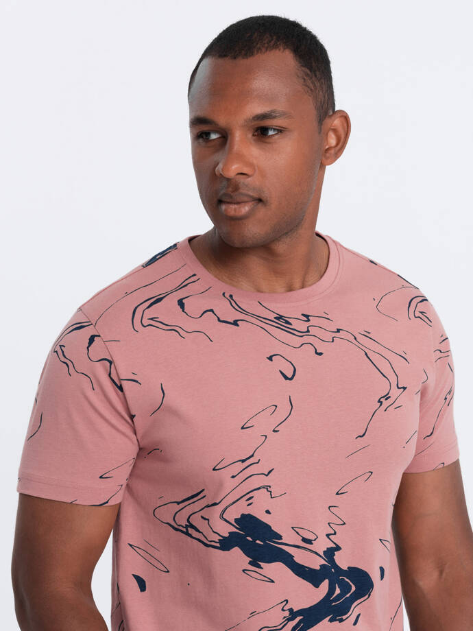 Pánské bavlněné tričko se vzory - růžové V5 OM-TSFP-0184