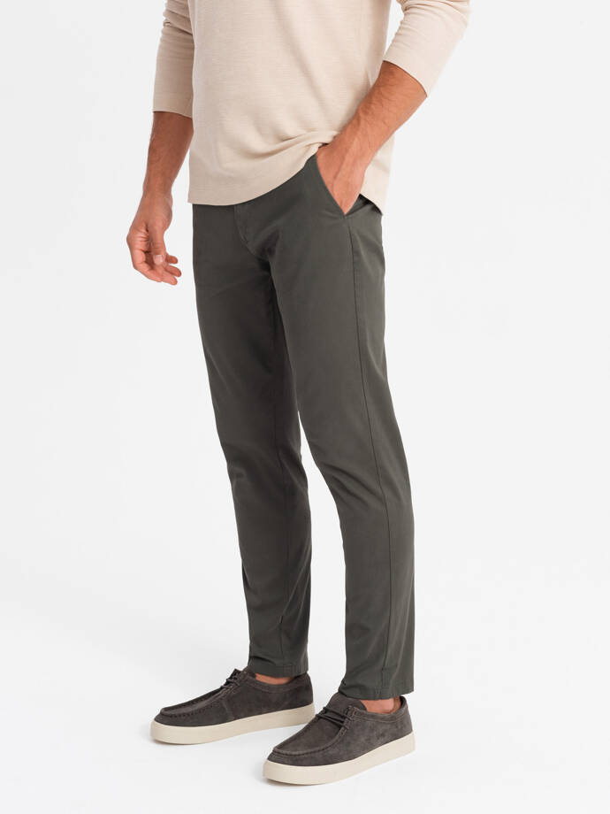 Pánské kalhoty chino REGULAR FIT - khaki V3 OM-PACP-0183