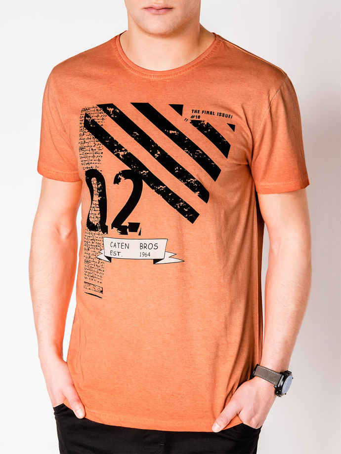 Pánské tričko s potiskem 896S - oranžové