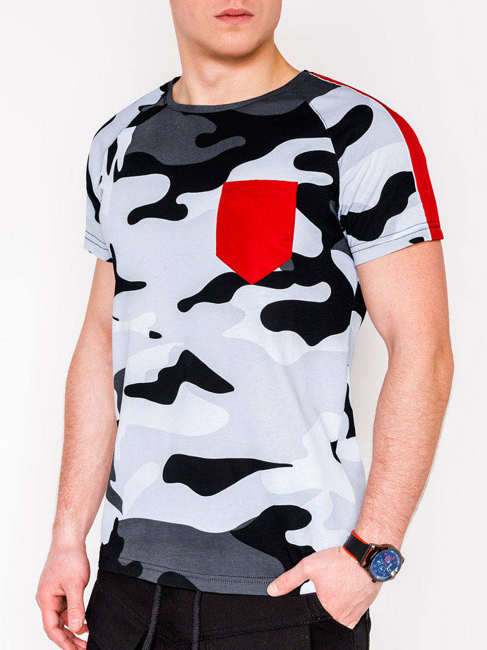 Pánské tričko s potiskem moro 948S - šedá/moro