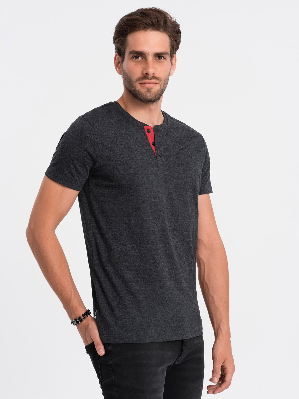 Levně Pánské tričko bez potisku - černá S1390