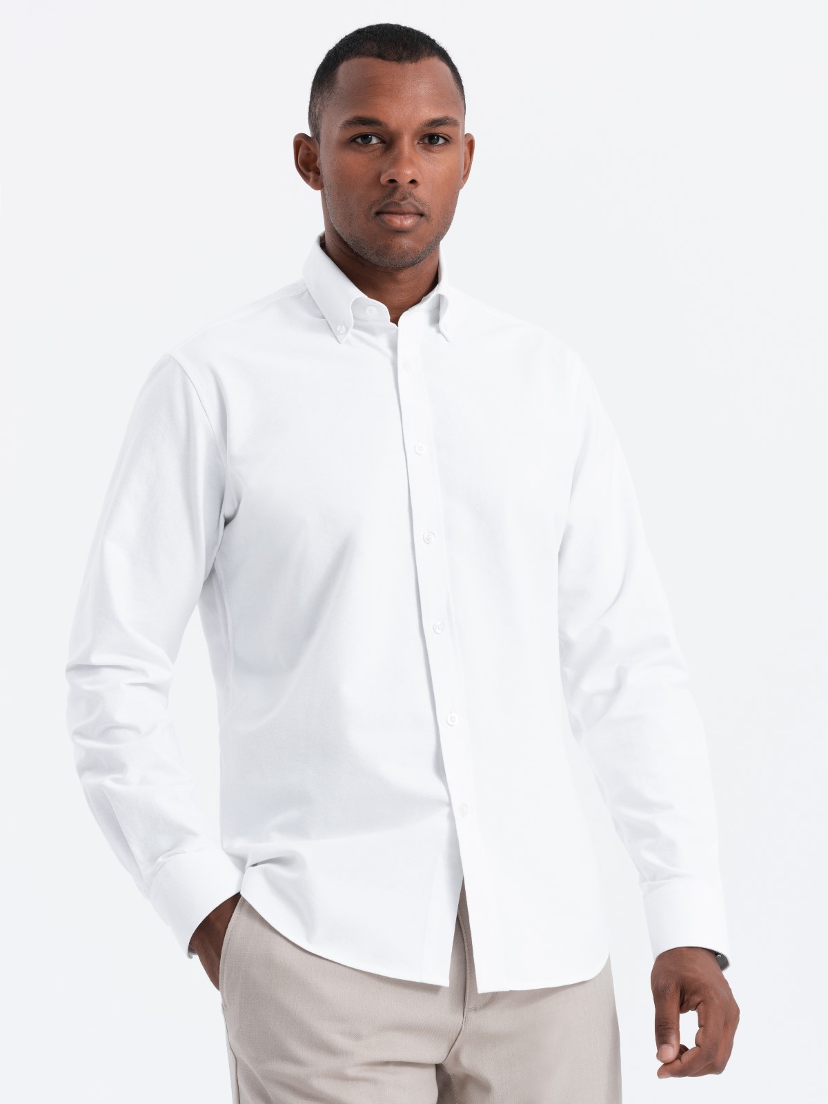 Levně Pánská košile Oxford REGULAR - bílá V1 OM-SHOS-0114