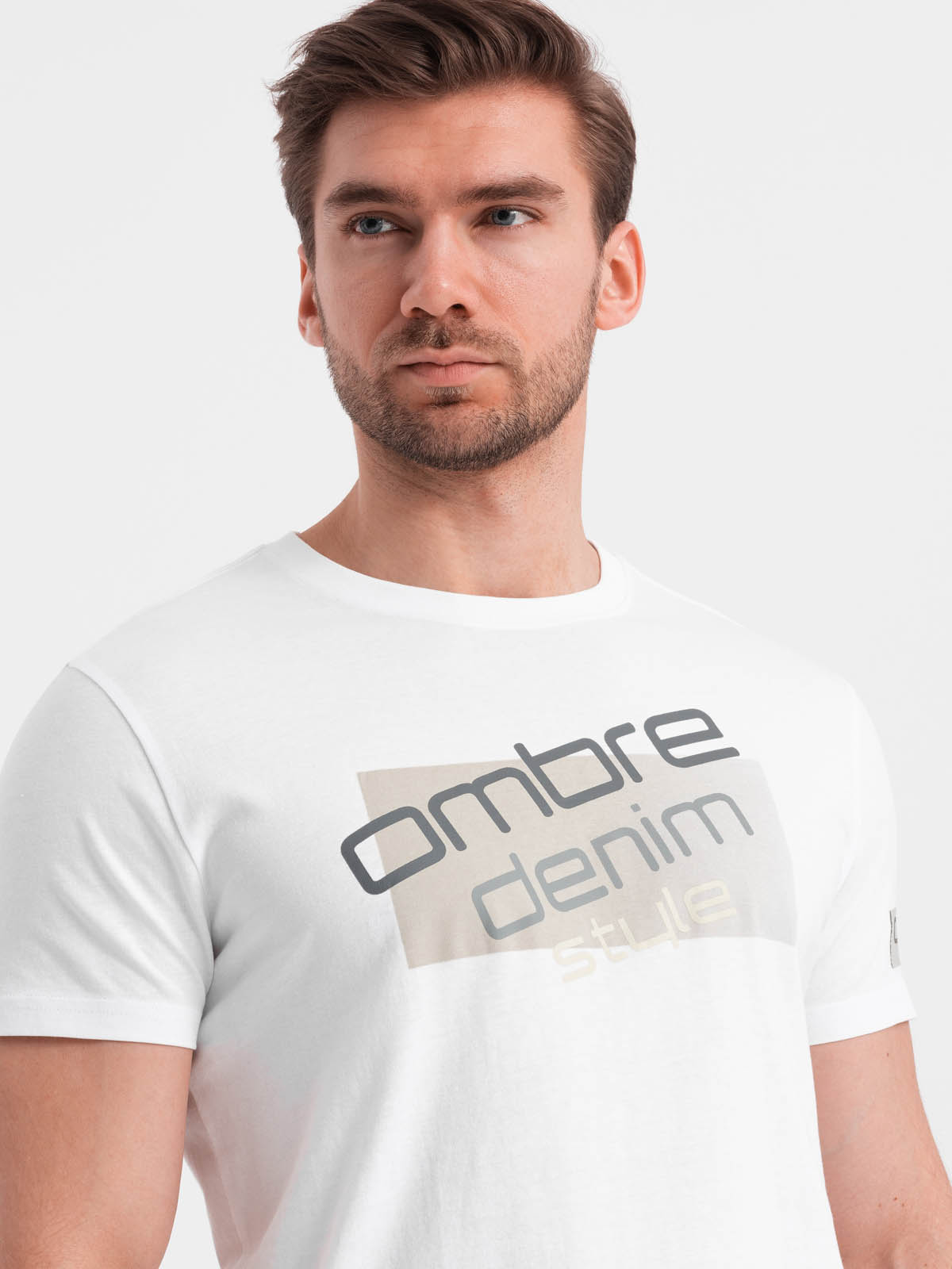 Levně Pánské bavlněné tričko s logem - bílé V1 OM-TSPT-0139