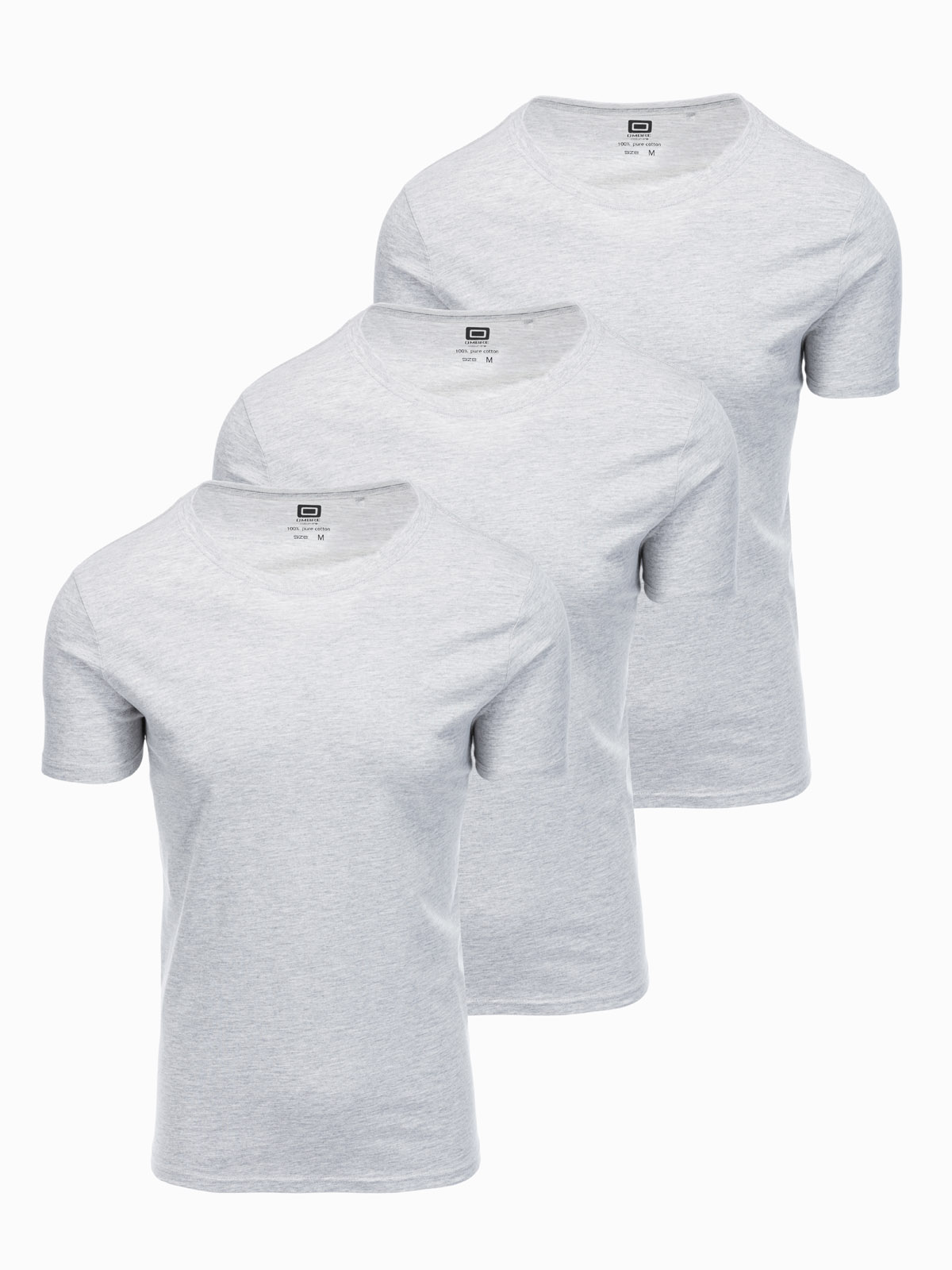 Levně Bavlněná trička BASIC 3-pack - šedá melanž V16 Z30
