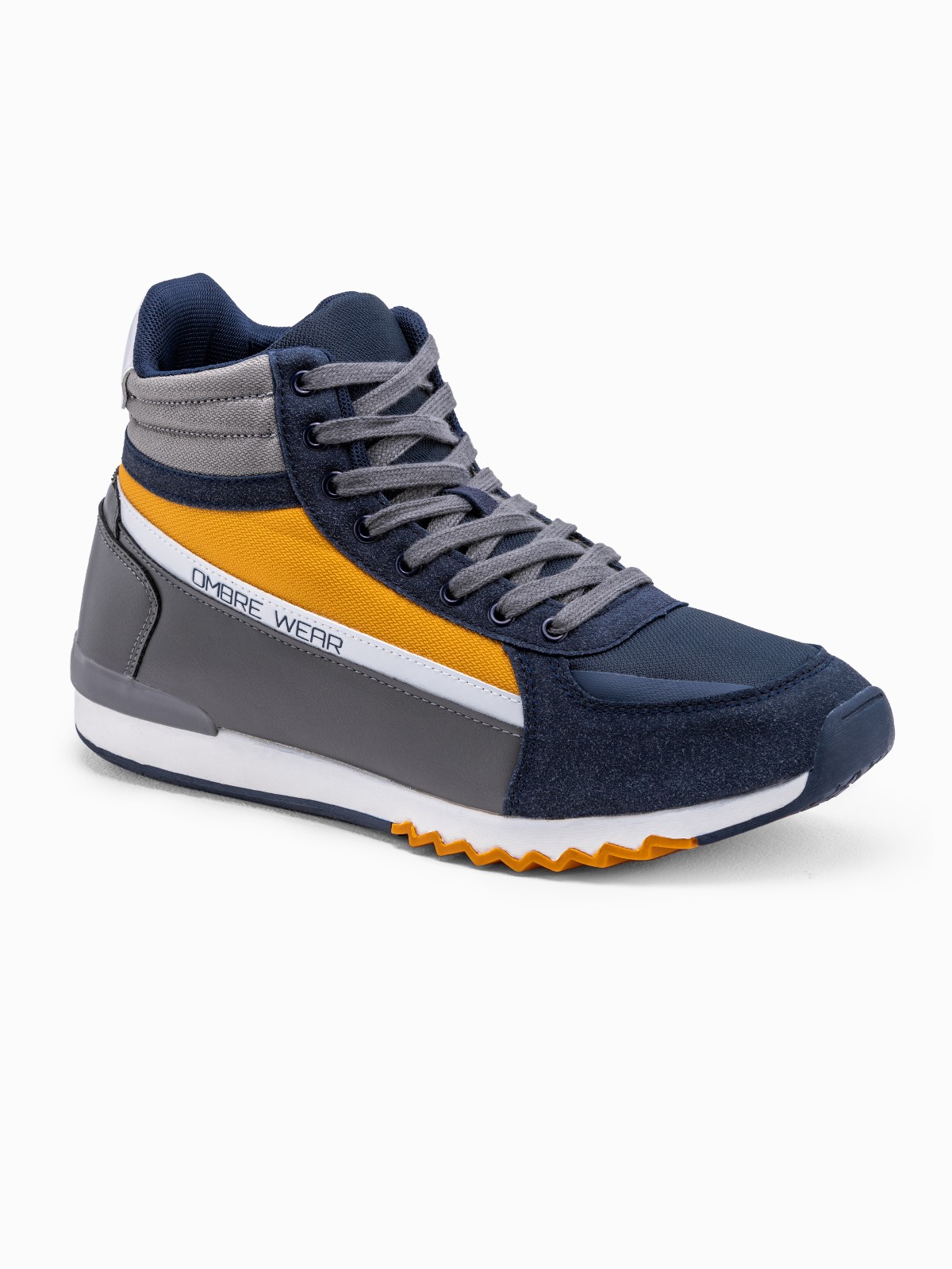 Levně Pánské sneakers boty - námořnická modrá/žlutá T358