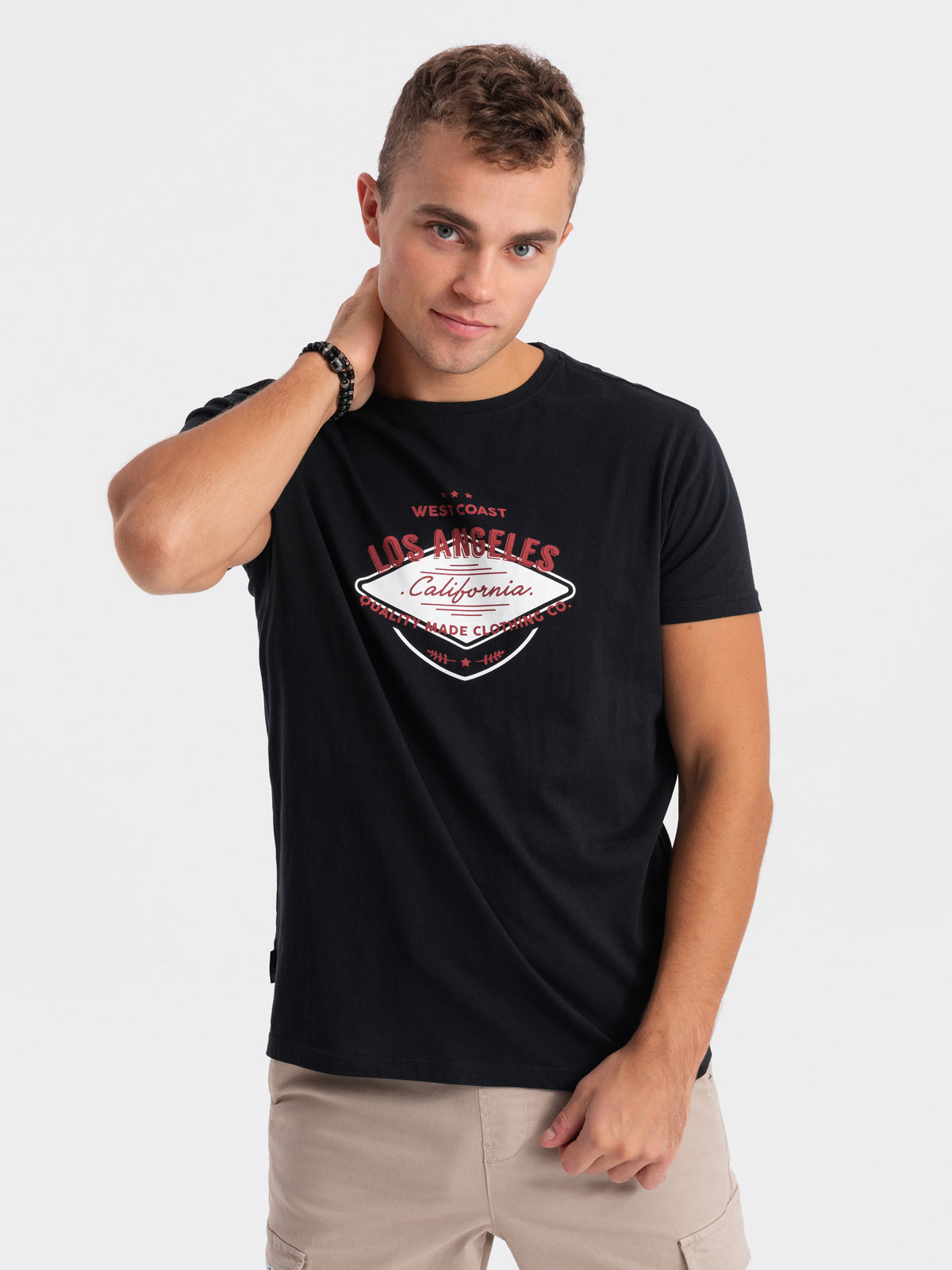 Levně Pánské bavlněné tričko s potiskem - černé V3 S1733
